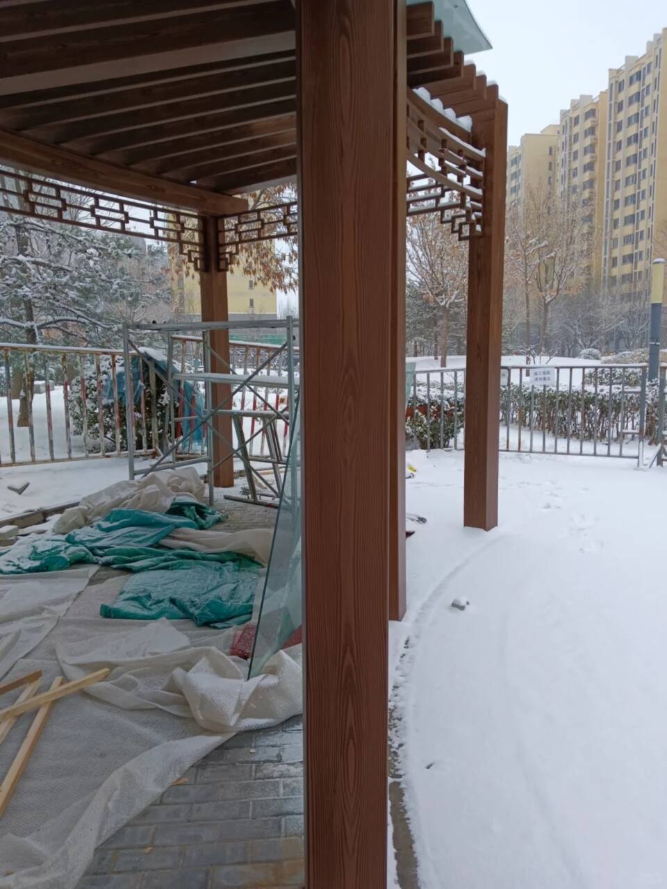 钢结构金属面木纹漆批发厂家#钢结构金属面#凉亭花架#仿古建筑