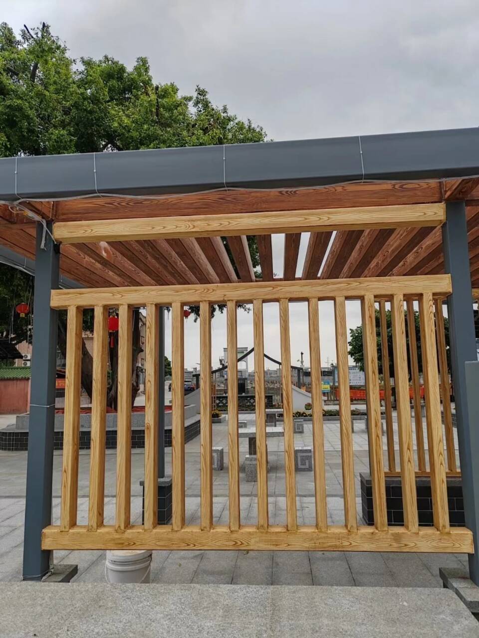 水性环保木纹漆厂家批发#钢结构金属面#凉亭花架#仿古建筑