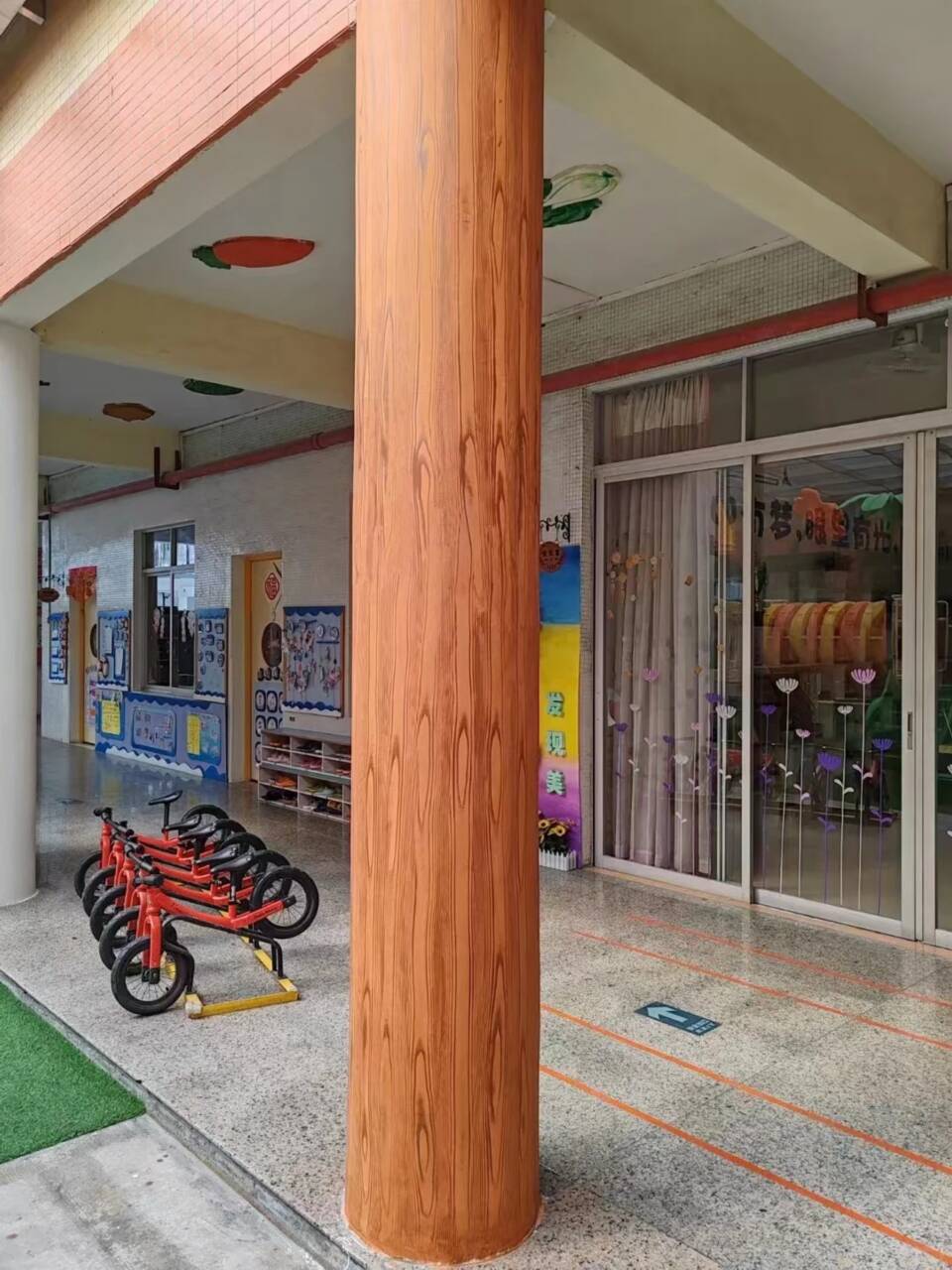 廊架长廊木纹漆，钢结构金属面木纹漆，仿木纹漆施工价格