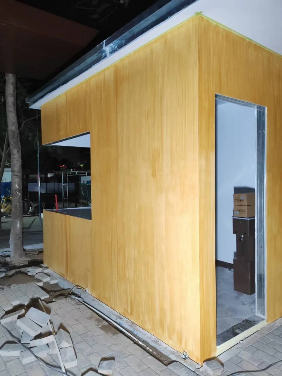 生态复古木纹漆，方钢圆管木纹漆，艺术涂料厂家施工